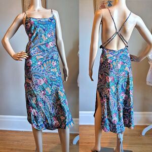 Vintage 90s Angelique Floral Embossed Lingerie Slip Dress Nightgown Cottage XL